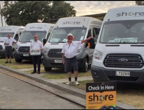 Small group tour vehicles in the Bay of Islands, showing 4 of our 6 vehicles